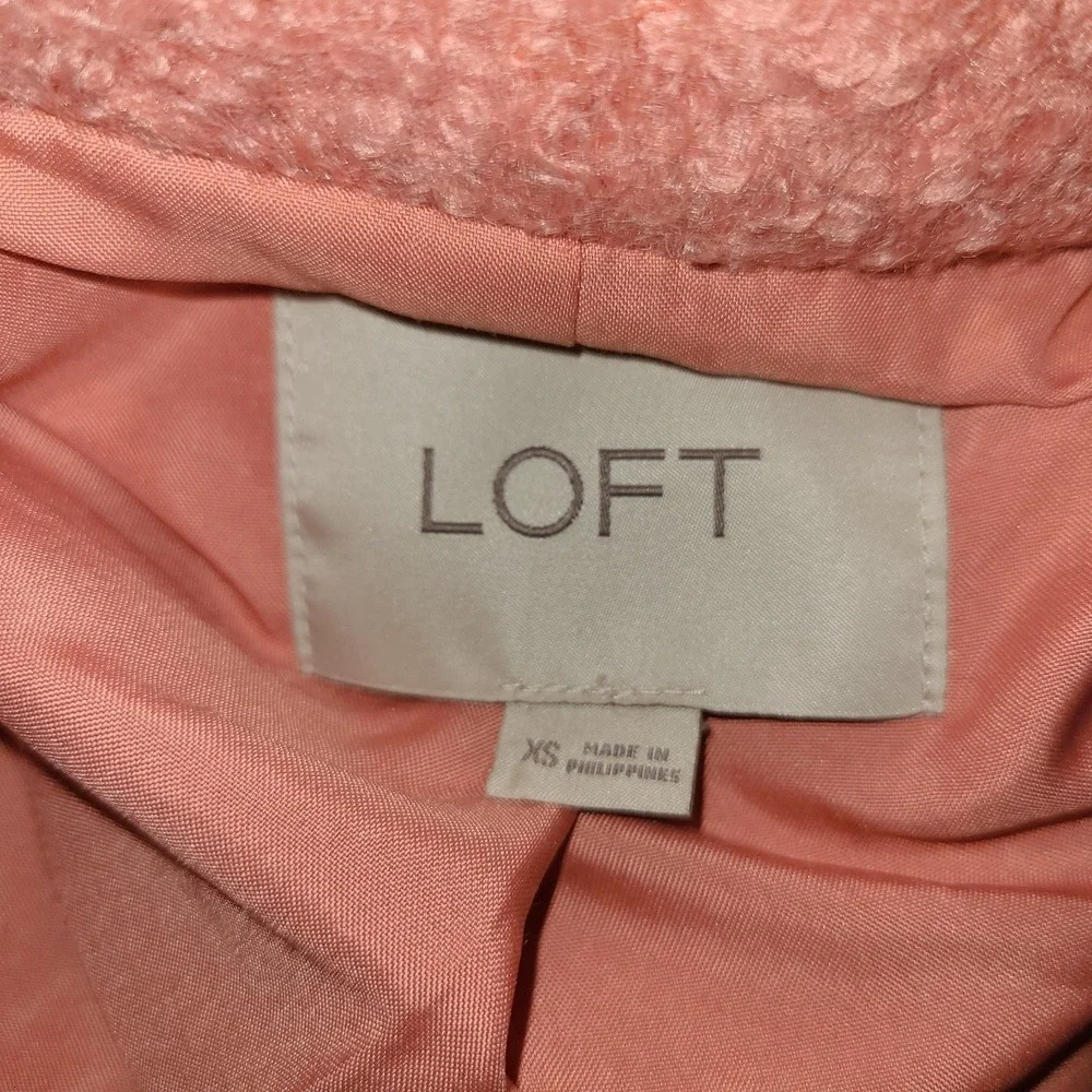NWOT LOFT Marled Moto‎ Wooly Pea coat Size XS Pink Side zipper shoulder lapels